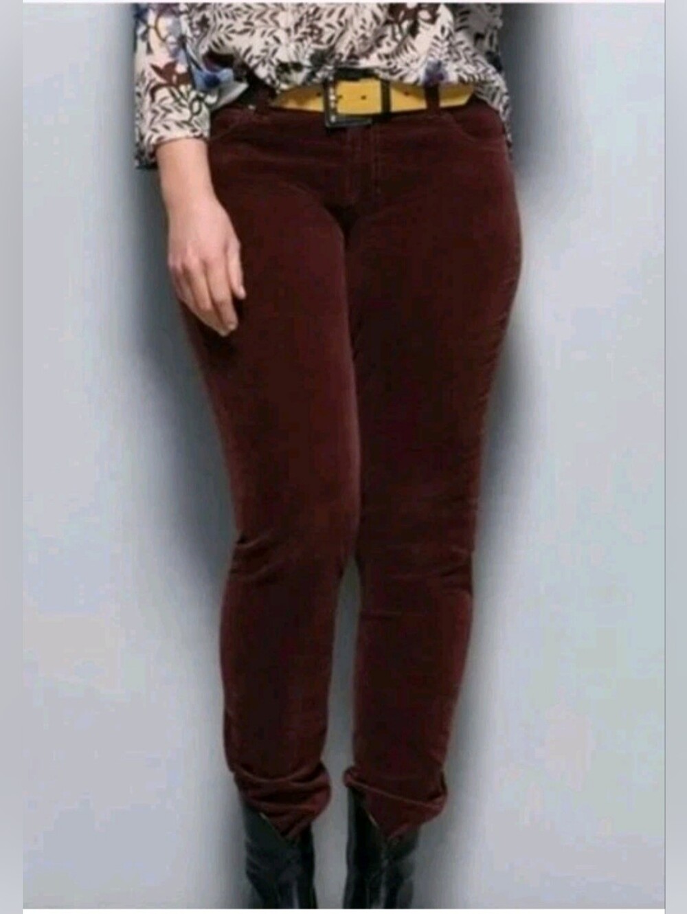 CAbi Skinny Burgundy Corduroy Brushed Stretch Jeans, Sz 12, 5-Pocket, 4509